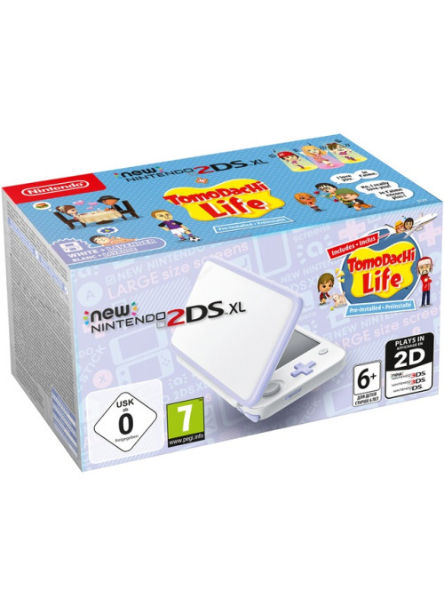 Игровая Приставка New Nintendo 2DS XL (белый + лаванда) + Игра Tomodachi Life
